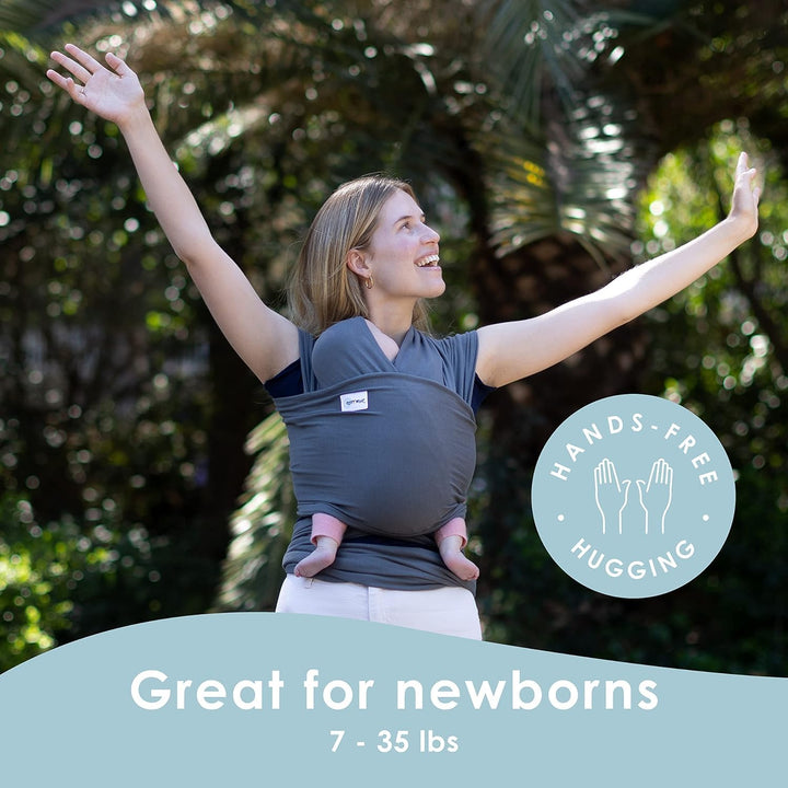 Stretchy Ergonomic Baby Carrier Sling for Newborns to Toddlers - Hands-Free Lightweight Baby Wrap 7-35 Lbs (Dark Grey)