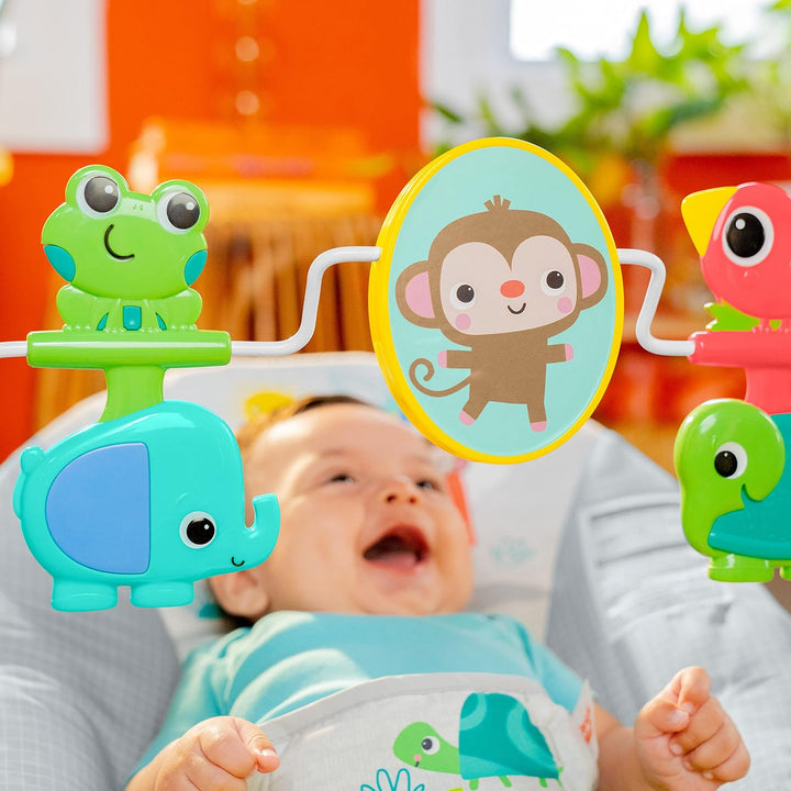Playful Paradise Comfy Baby Bouncer Seat with Soothing Vibration and Toys, Unisex, 0-6 Months