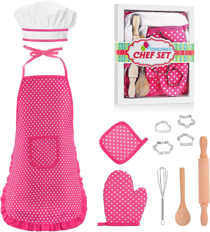 Gifts for 2-8 Year Old Girls Boys,Chef Costume Set Kids Apron for Girls Toddler Birthday Xmas Gifts for Kids Stocking Stuffer