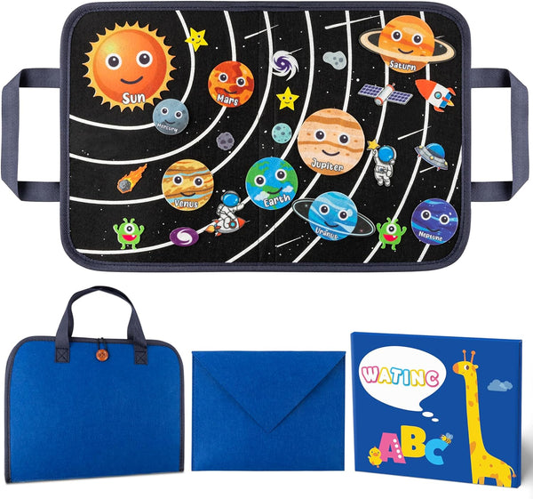 25Pcs Outer Space Travel Felt-Board Story Set Portable Felt Board Solar System Universe Storytelling Planets Astronaut Galaxy Themed Preschool Early Learning Interactive Play Kit for Toddlers