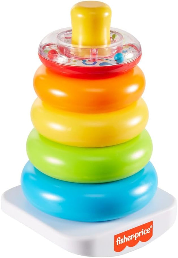 Baby Stacking Toy Rock-A-Stack, Roly-Poly Base with 5 Colorful Rings for Ages 6+ Months