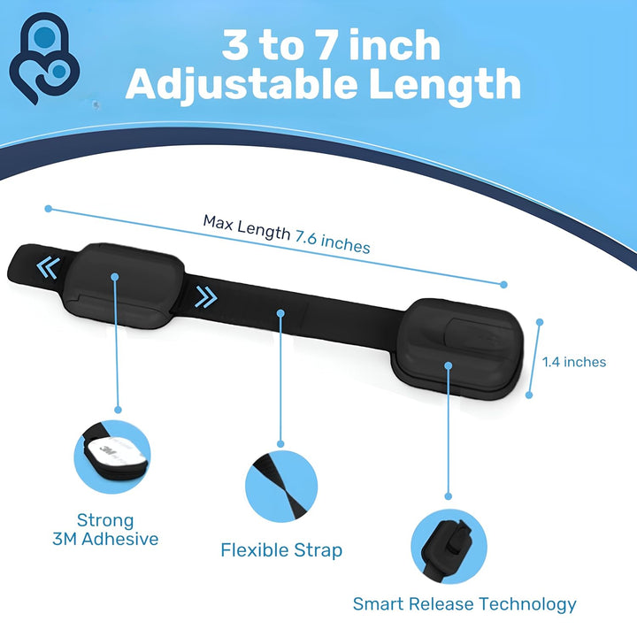 3M Adhesive Child Safety Strap Locks by , Baby Latches for Cabinets, Dishwashers, Fridges, Ovens and Trash Cans, Stain Free Toilet Lock (6 Safety Latches)