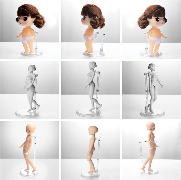 Doll Stand - Clear Doll Stand for 0.5" to 10" Dolls and Action Figure Stand (3-Pack)