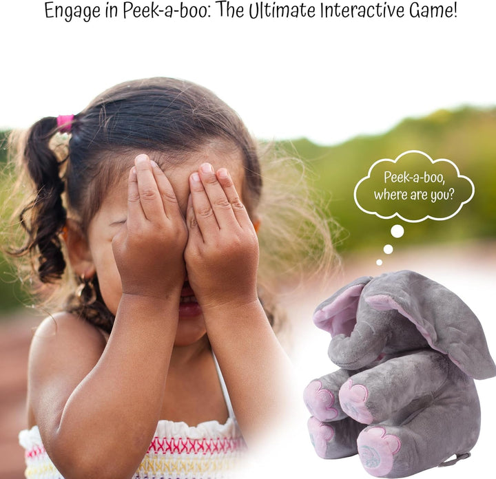 Kaia Peek a Boo Elephant Toy, Interactive Singing Stuffed Elephant Plush with Moving Ears, Musical Stuffed Animal for Babies and Toddlers, Adorable Elephant Baby Toy