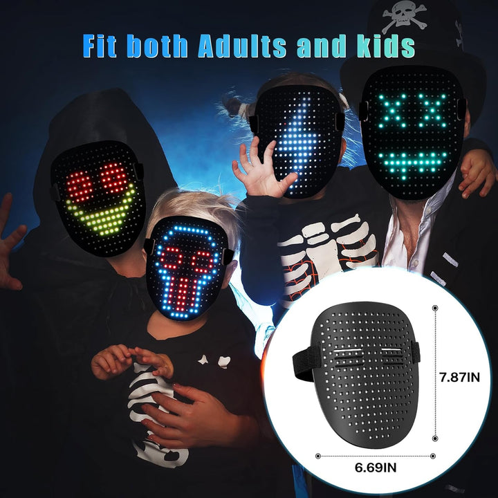 LED Mask Light up Mask with Gesture Sensing, Cool Face Transforming Mask, Perfect Gifts for Halloween Christmas Birthday Cosplay Party