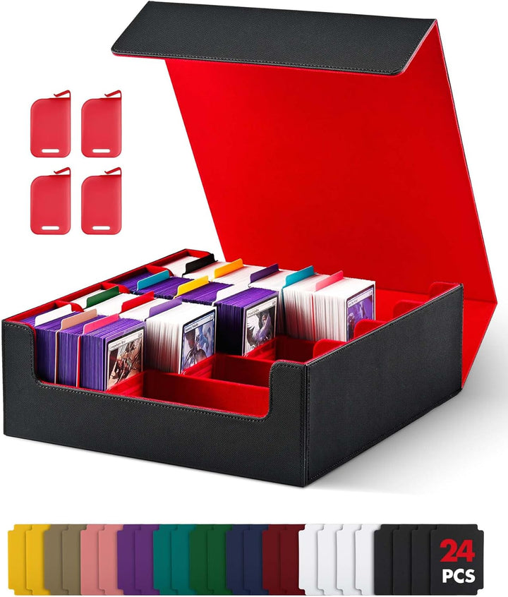 Card Storage Box for Trading Cards, 1800+ PU Leather Commander Card Deck Case, Magnetic Closure Card Holder Fits for Magic Game Cards (Black)