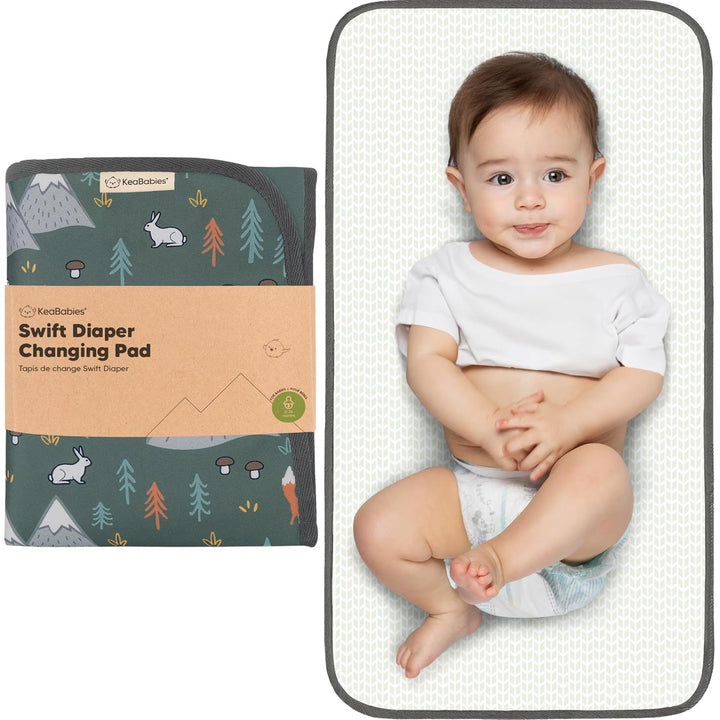 Portable Diaper Changing Pad, Easy Wipe Clean - Foldable Waterproof Baby Changing Mat for Diaper Bag, Compact, Lightweight, 25X13 Baby Changer Travel Essential, Machine Washable (Black Geo)