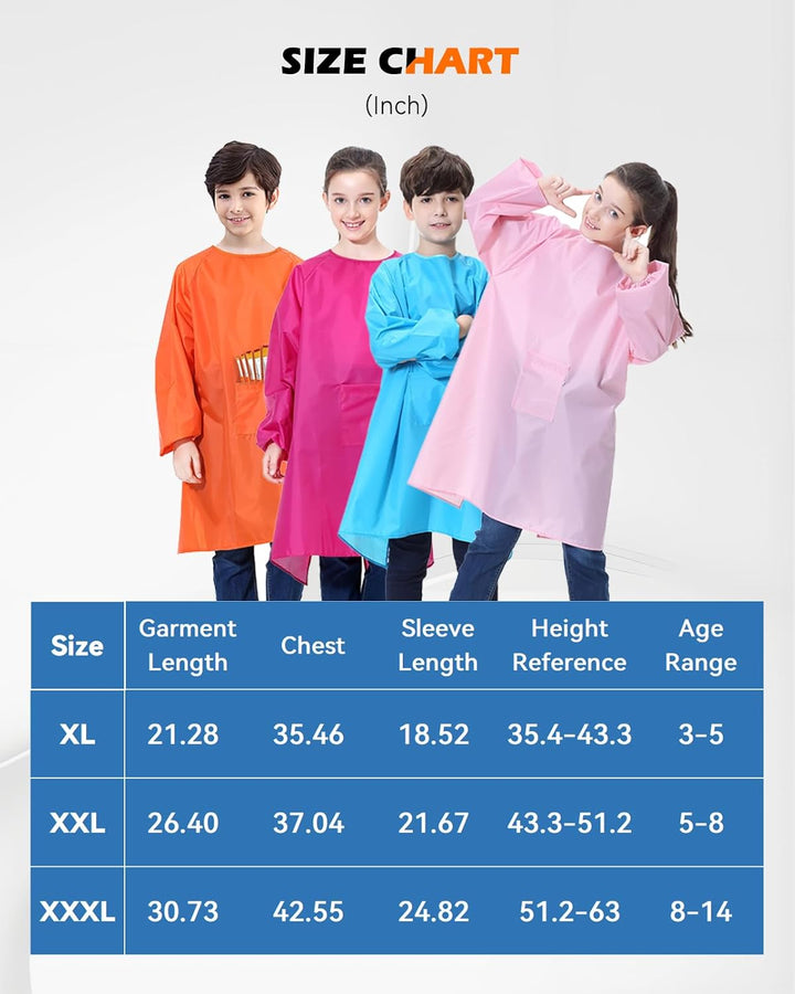 Kids Art Smock, Waterproof Apron with Pocket for Children, Artist Painting Aprons Smocks with Long Sleeve
