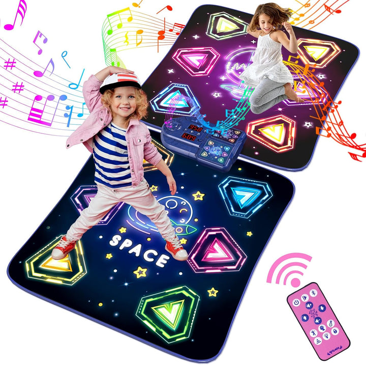Dance Mat Toys for 3-12 Year Old Girls, 6-Button Kids Dance Mats Bluetooth Dance Pad, Light-Up 6 Game Modes Dance Mat for Kids, Christmas/Birthday Gifts for 3-5 6 7 8 9 10+ Year Old Kid