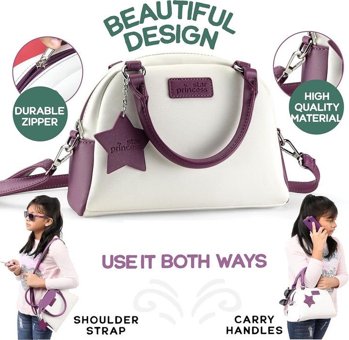 Little Girls Purse with Accessories and Pretend Makeup for Toddlers - My First Purse Set Includes Handbag, Phone, Wallet, Play Makeup and More Pretend Play Toys for Girl Age 3 +