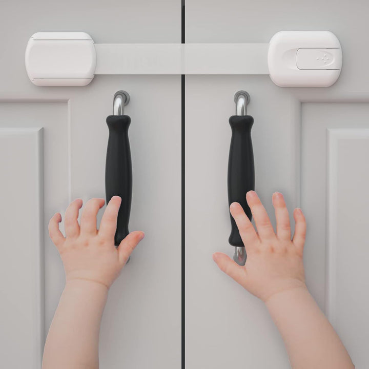 14 Pack Baby Proof Cabinet Latches, Childproof Drawer Latches with 12 Extra 3M Adhesives, Adjustable No Drilling Child Safety Cabinet Locks Straps Baby Drawer Locks for Kids Baby Safety