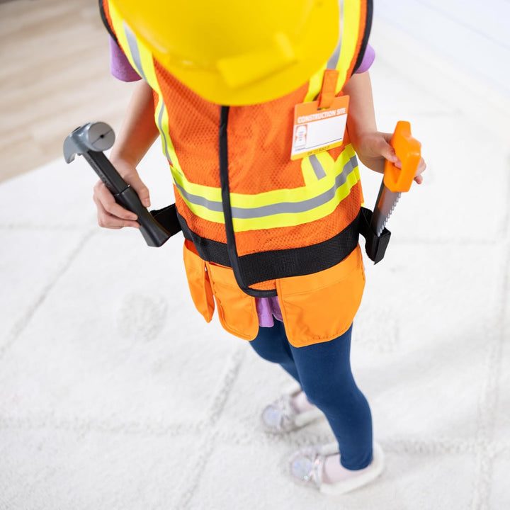 Construction Worker Role Play Costume Dress-Up Set (6 Pcs) Frustration-Free Packaging - Pretend Construction Worker Outfit, Construction Worker Costume Set for Kids, Toddlers Ages 3+