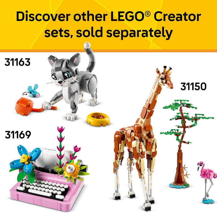 Creator 3 in 1 Wild Animals Panda Family - Building Toy Kit for Kids with 3 Building Options, Panda, Penguin, or Orca - 8 Year Old Girl & Boy Birthday Gifts - 31165
