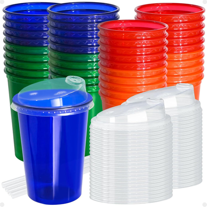 12 Oz Kids Sippy Cups, 4 Colours Assorted Total 20 Count Spill Proof Reusable Cups, Bpa-Free, Perfect for Party