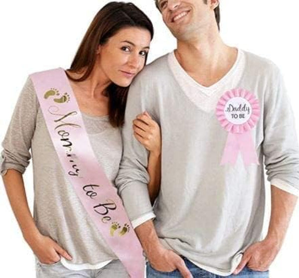 Pink Baby Shower Sash for Mom to Be Sash Baby Boy Shower Decorations Daddy to Be Badge Baby Shower Decorations Girl - Gender Reveal Decorations