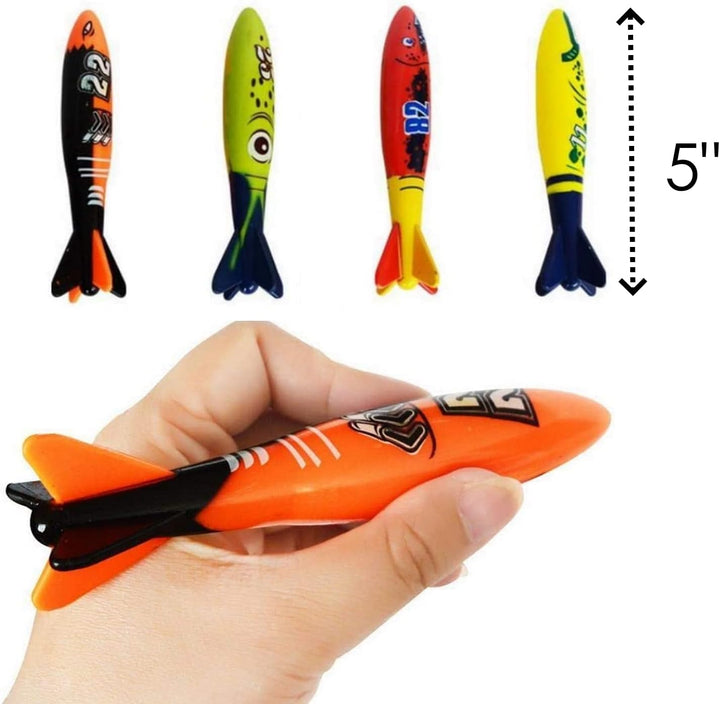 Pool Toys Torpedo Diving Set – 8-Pack Dive Torpedos for Kids & Adults | Fast-Sinking Pool Torpedos for Swim Training, Underwater Games & Water Play | Gliding Diving Torpedo Rockets
