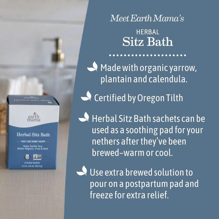 Herbal Sitz Bath | Pregnancy & Postpartum Essentials, Soothing Sitz Bath for Hemorrhoids with Witch Hazel, & Calendula, 6-Count