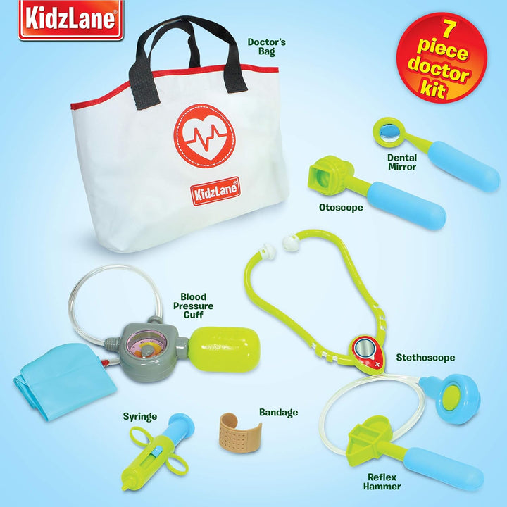 Doctor Kit for Toddlers 3-5 - Kids Doctors Play Set with 7 Piece Pretend Play Toys - Medical Bag with Electronic Stethoscope and Accessories - Fun Toddler Doctor Play Set for Boys and Girls