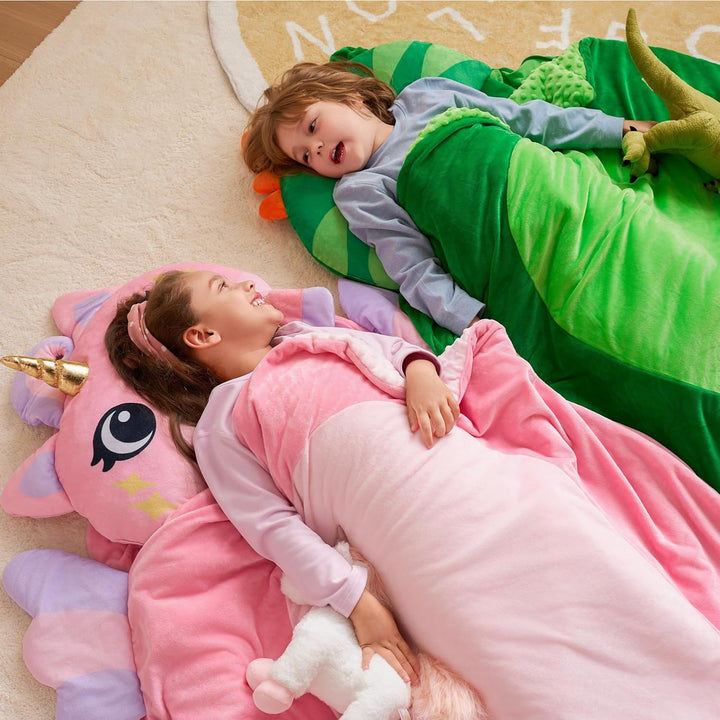 Toddler Sleeping Bag for Kids Ages 3+ Nap Mat for Preschool with Pillow & Blanket Sleeping Mats for Kids Daycare Plush Slumber Bag for Boys Girls Kindergarten Birthday Gift