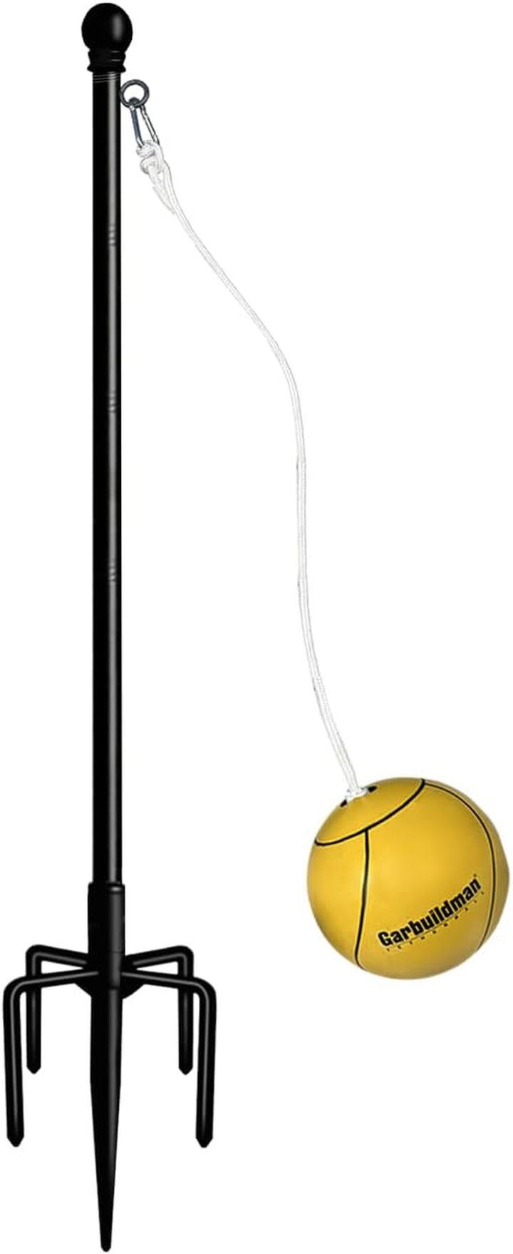 Tetherball Set with Ball & Rope for Outdoor Backyard, Adjustable Tether Ball Pole with Reinforced 5-Prong Base for Playground, outside Ball Games Sports for Kids & Adults, Black