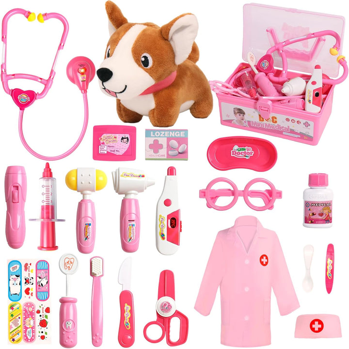 Doctor Kit for Toddlers 3-5 Dress up Toys for 2 3 4 Year Old Girls Pretend Kids Doctor Play Set with Doctor Costume Toy Stethoscope for 2 3 4 5 6 Year Old Girls Boys Birthday Gifts