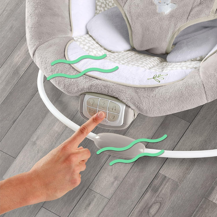 Inlighten Baby Bouncer Infant Seat with Light up -Toy Bar, Vibrations, Tummy Time Pillow & Sounds, 0-6 Months up to 20 Lbs (Twinkle Tails Bunny)