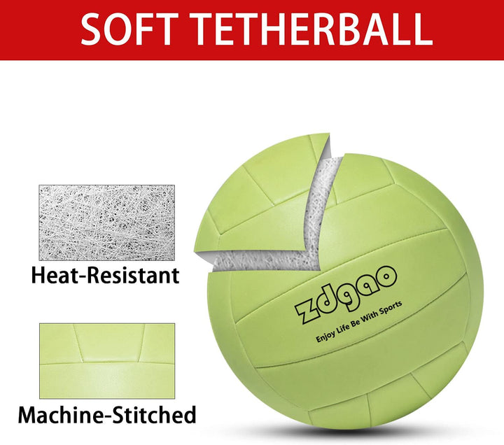 Portable Tetherball-Glow in the Dark Replacement Tether Ball with Carabiner, Ball Pump with Needle for Kids and Adults Outdoors Backyard Game