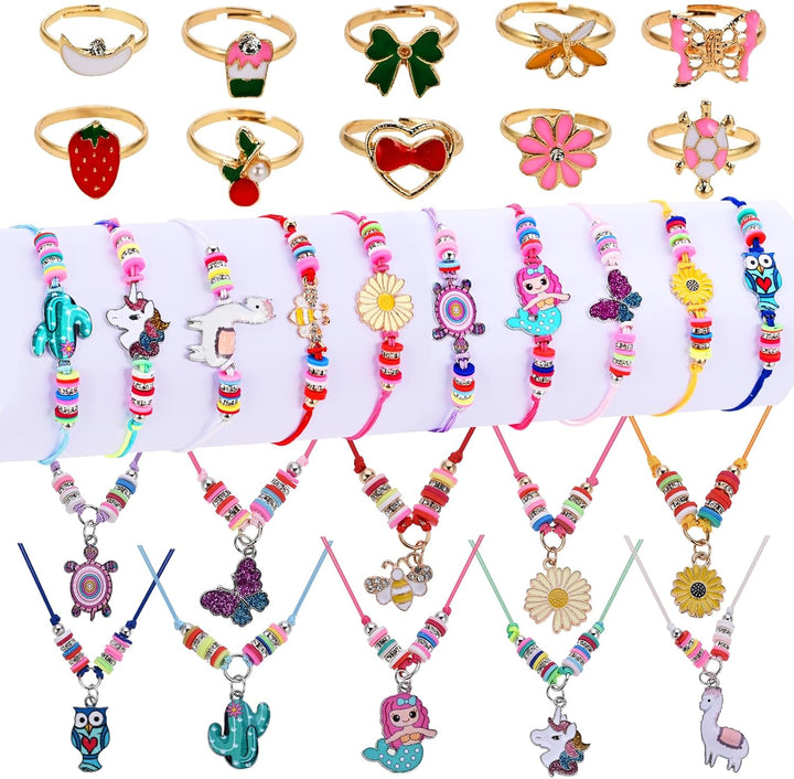 10Pcs Kids Jewelry for Girls -5 Necklaces, 5 Bracelets, Little Girls Jewelry Kids Mermaid Necklace for Girls, Toddler Jewelrys Necklace Birthday Christmas Gift Age 3 4 6 8