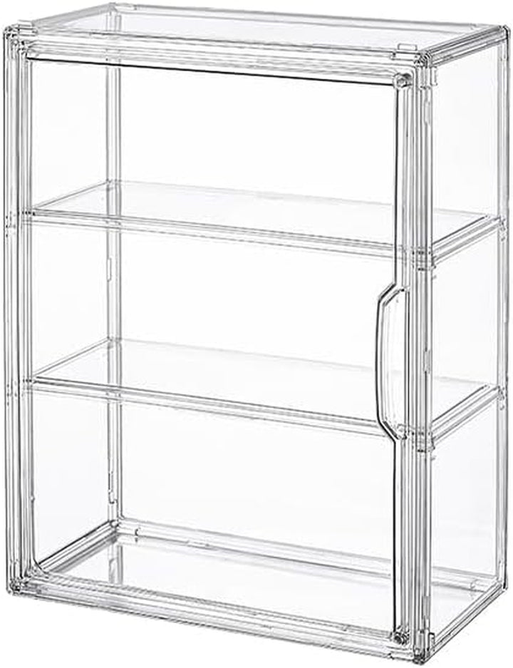 3 Tiers Clear Display Case for Figures, Acrylic Storage Organizers Box with Magnetic Door, Wall-Mounted Dustproof Showcase for Collectibles Action Figure