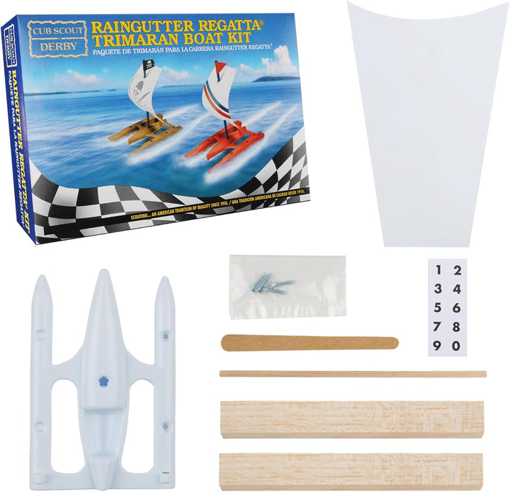 Raingutter Regatta Trimaran Race Boat Kit - Easy Build DIY Model for Kids & Scouts (Scouting America)