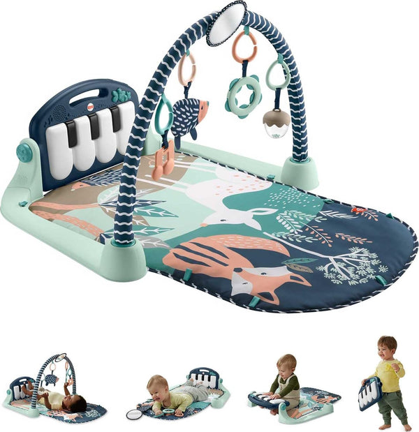 Baby Playmat Kick & Play Piano Gym with Musical and Sensory Toys for Newborn to Toddler, Navy Fawn