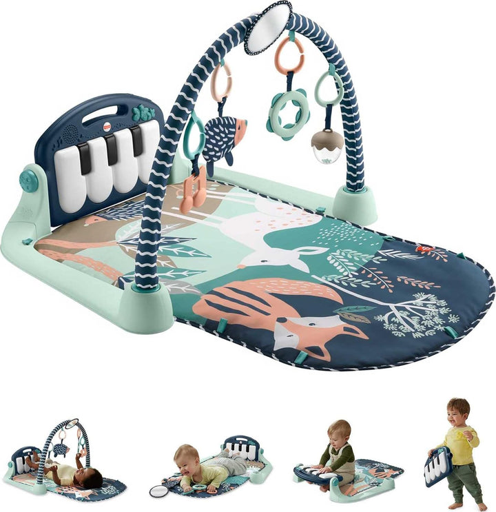 Baby Playmat Kick & Play Piano Gym with Musical and Sensory Toys for Newborn to Toddler, Navy Fawn