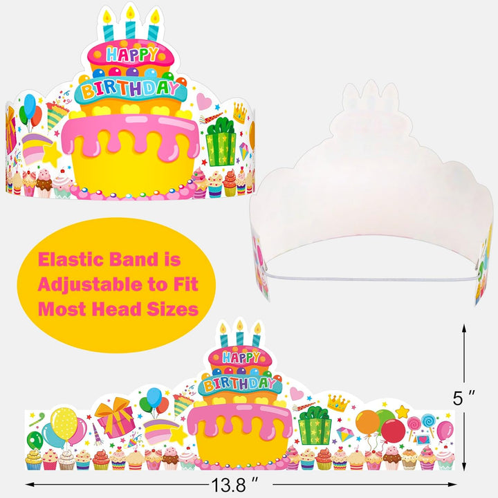 36 Pack Birthday Crowns for Kids Colorful Paper Party Hats Birthday Crown Set for Teachers Students Classroom