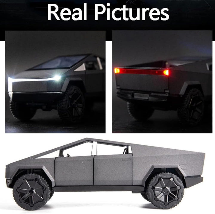 1/24 Pickup Trailer Model Car, Alloy Pick-Up Truck Model Toy with Sound/Light/Pull-Back, Birthday Gift for Kids Friends Collectors (Gray Off-Road Pickups)
