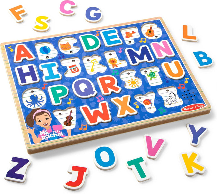 ® Ms. Rachel™ Wooden Phonics Alphabet Sound Puzzle with Light-Activated Sound Effects, 24-Piece Toddler Toys for Boys and Girls Ages 2+ Years - FSC Certified