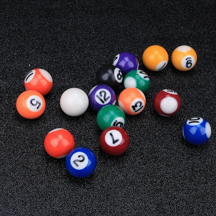 16Pcs Small Tabletop Pool Table Balls, Small Pool Cue Balls Full Set, Indoor Table Game Kids Adults Toy 0.98/1.25/1.49Inch Optional