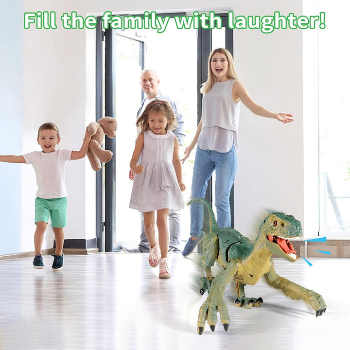 Remote Control Dinosaur Toys for Kids - Build a Big Walking Velociraptor Dino with Light and Sound, Birthday Gift Ideas for Boys and Girls 3-5 5-7 8-12 Year Old
