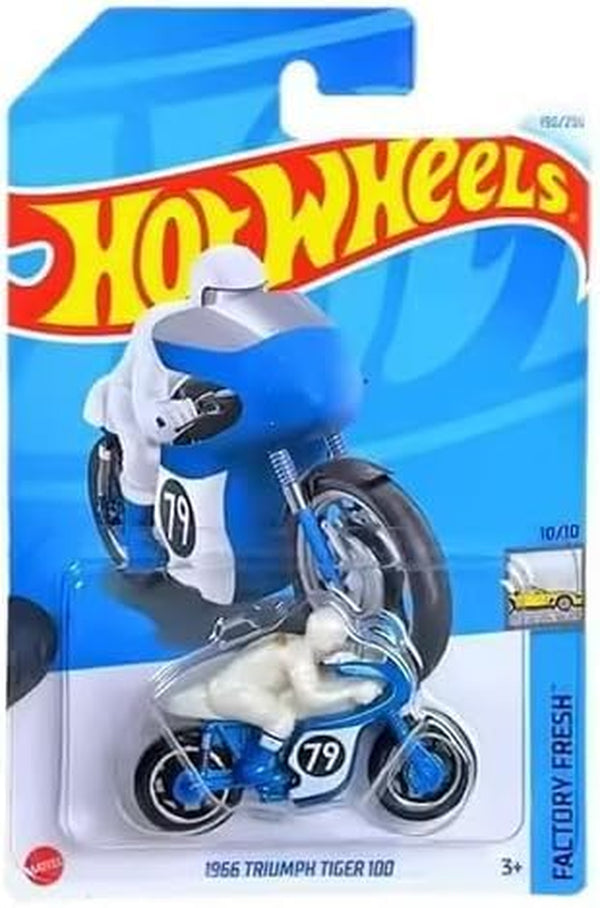 1966 Triumph Tiger 100 Motorcycle, 1:64 Scale, Blue