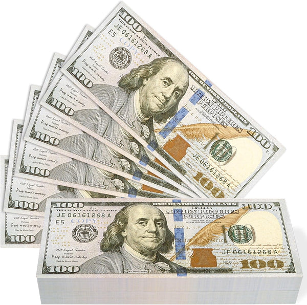 100Pcs Fake Money Prop Money Movie Money Play Money for Kids Education Learning,Develops Early Math Skillsvideos,Board Games,Birthday Parties,Weddings