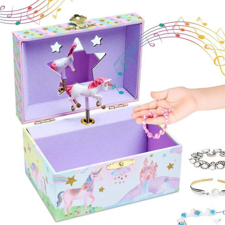 Jewelry Box for Girls - Girls Bedroom Accessories, Musical Jewelry Boxes with Spinning Unicorn Doll, Beautiful Dreamer Tune - Perfect Unicorn Birthday Gift for Kids 3 and Up