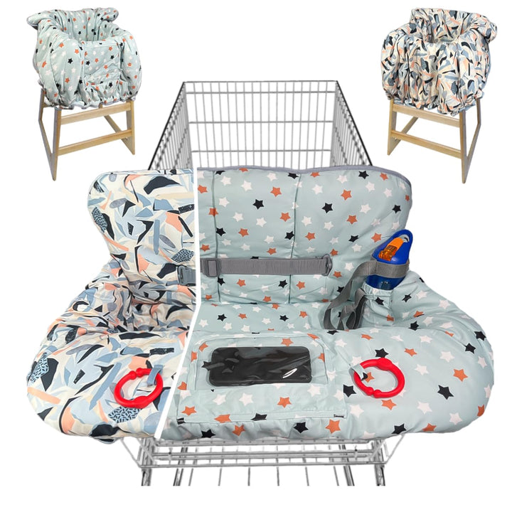 Shopping Cart Cover for Baby Grocery Cart Cover for Baby Boy and Baby Girl, High Chair Cover for Baby and Toddler, Baby Registry Gift - Waterproof - Extra Large - Cotton - Double Sided (Orange)