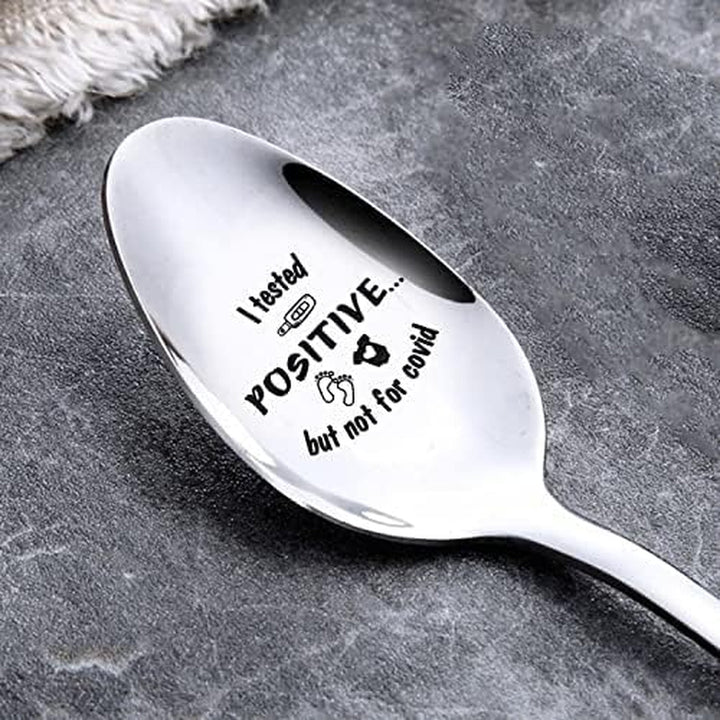 I Tested Positive but Not for Covid Pregnancy Announcement Spoon Cute Ways to Announce Baby Bump Surprise Reveal for Soon to Be Grandparents Daddy Mommys