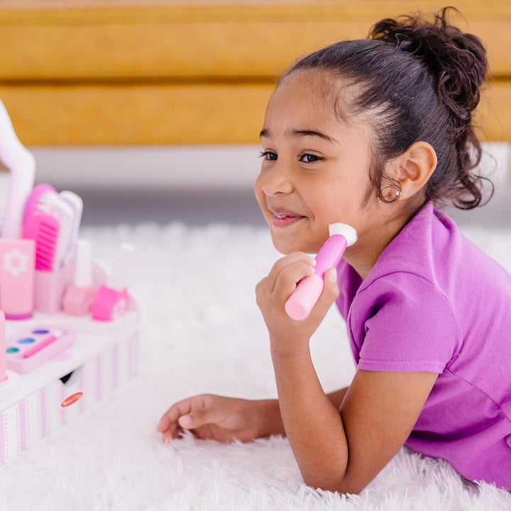 Wooden Beauty Salon Play Set with Vanity and Accessories (18 Pcs) - FSC Certified