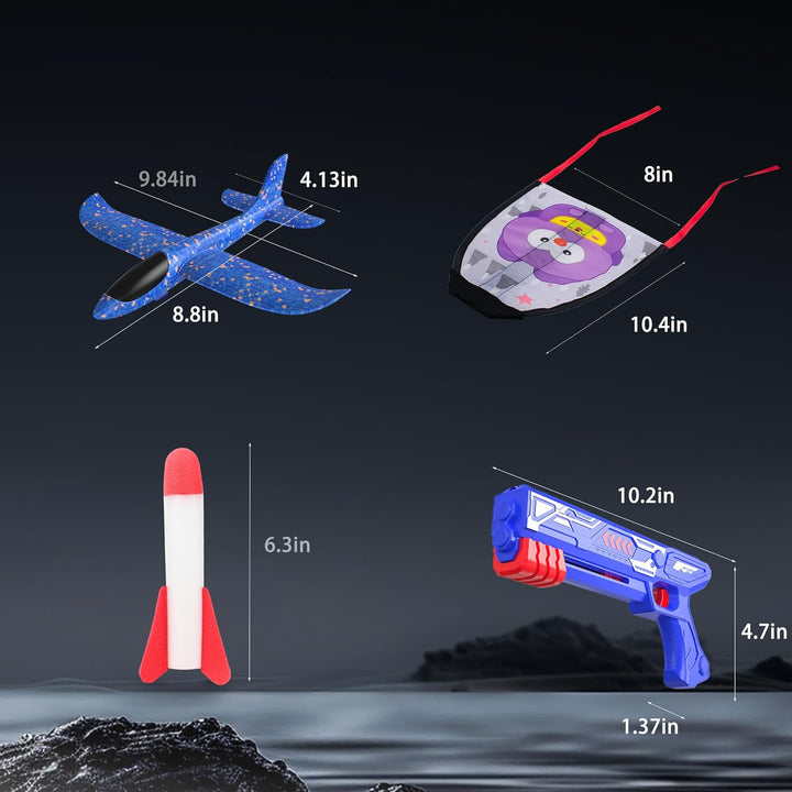 4PCS Airplane Launcher Toys, EVA Foam Glider Catapult Plane Toy for Kids Flying Toy - Fun Outdoor Flying Toy for Children Birthday Gifts for Boy Girl, Party Supplies,Blue