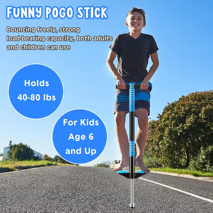 2 Pack Pogo Stick for Kids Age 6 and Up, Suitable for 40-80 Lbs, Soft Foam Jump Stick, Pogo Stick for Beginners Kids Exercise Body Balance Keep Healthy (Green and Blue)
