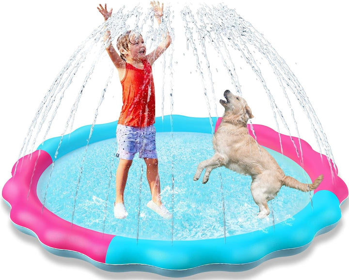 Kids Dog Splash Pad Sprinkler -  Non Slip Dog Sprinkler Pad Splash Pool Puppy Dogs Pool Summer Outdoor Water Toys Backyard Durable Splash Pad for Toddlers Kids Small Medium Large Dogs Pet
