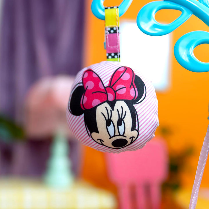 Disney Baby MINNIE MOUSE Peekaboo Baby Activity Center Jumper with 8 Toys, Lights & Sounds, 360-Degree Seat, 6-12 Months (Pink/Blue)