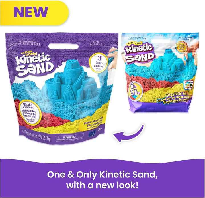 , 6Lbs Mega Mixin’ Bag with Red, Yellow & Blue Play Sand, Sensory Toys for Kids & Classroom, Back to School Teacher Must Haves (Packaging May Vary)