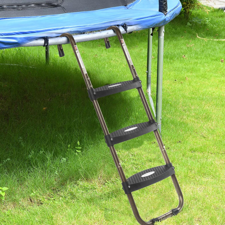 Trampoline Ladder, 3-Step Trampoline Steps with Horizontal Wide Steps, Skid-Proof Steps Universal Hook, UV Treated Steel, 220Lbs Capacity Trampoline Stairs Accessories for Kids/Children
