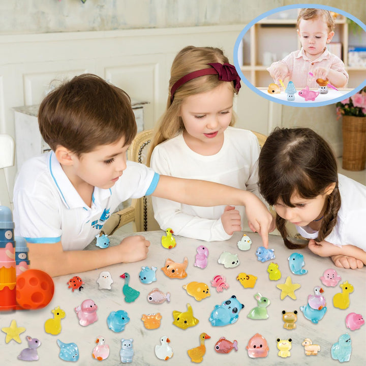 130 Pcs Glow-In-The-Dark Mini Resin Animals Luminous Miniature Animal Figurines Small Animals to Hide Tiny Little Animal Figures Bulk for Fairy Garden Dollhouse Craft Accessories
